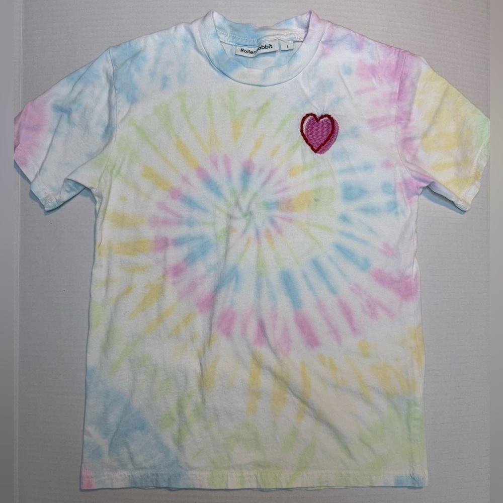 Roller rabbit T shirt Hand dyed Heart Stich Size 8